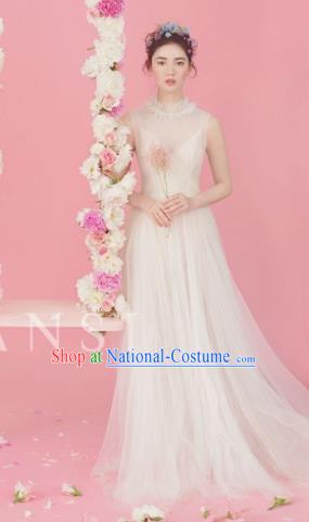 Top Grade Chorus Compere Costume Wedding Modern Dance Party Catwalks White Veil Full Dress for Women