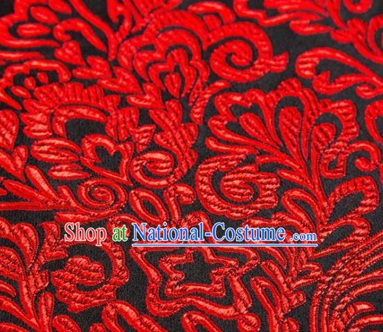 Asian Chinese Traditional Red Pattern Brocade Cheongsam Silk Fabric Chinese Fabric Material