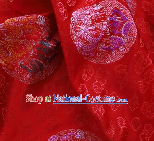 Asian Chinese Traditional Dragon Pattern Red Brocade Cheongsam Silk Fabric Chinese Fabric Material