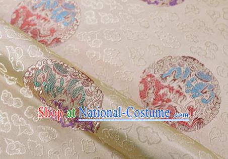 Asian Chinese Traditional Dragon Pattern White Brocade Cheongsam Silk Fabric Chinese Fabric Material