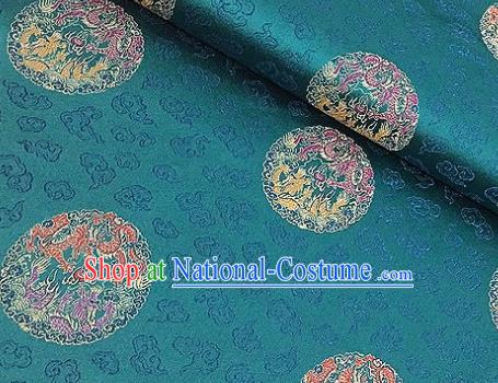 Asian Chinese Traditional Dragon Pattern Green Brocade Cheongsam Silk Fabric Chinese Fabric Material