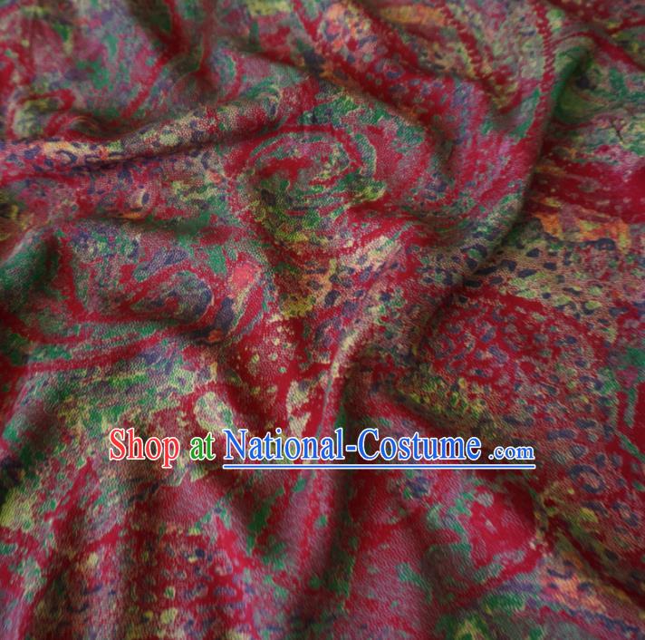 Asian Chinese Traditional Pattern Red Watered Gauze Cheongsam Silk Fabric Chinese Fabric Material