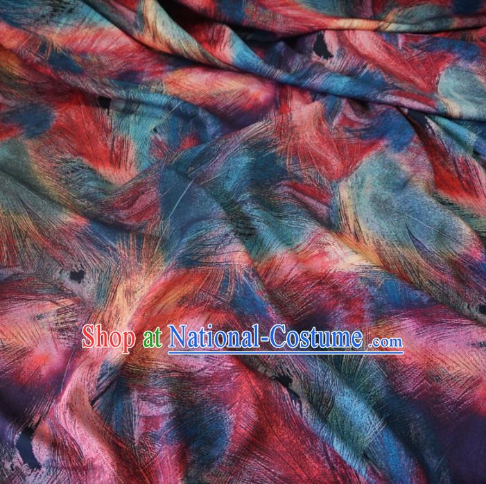 Asian Chinese Traditional Feather Pattern Watered Gauze Cheongsam Silk Fabric Chinese Fabric Material