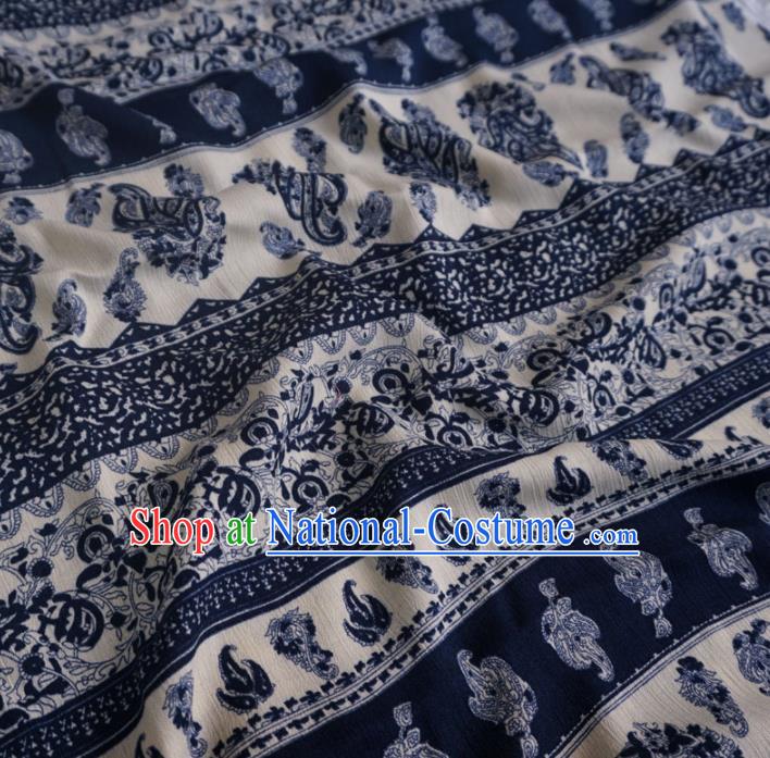 Asian Chinese Traditional Pattern Design Navy Watered Gauze Cheongsam Silk Fabric Chinese Fabric Material