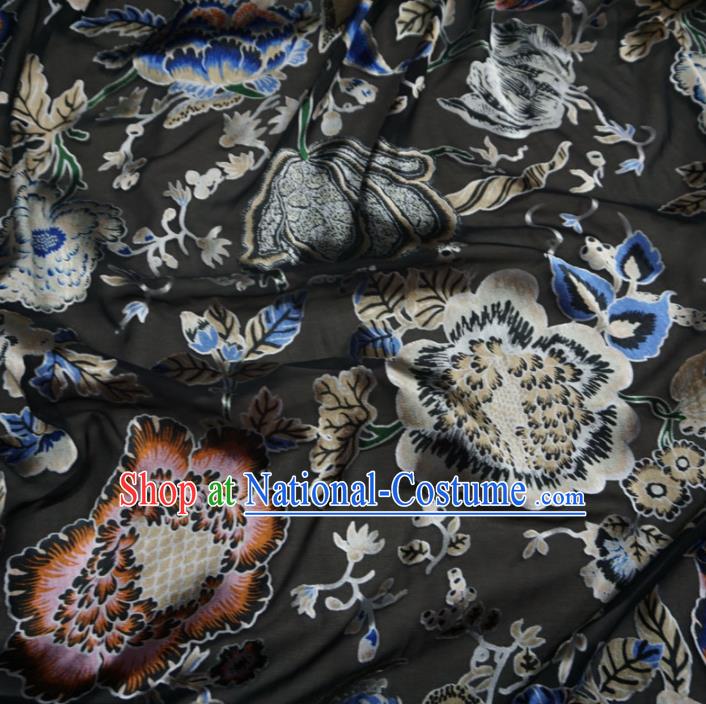 Asian Chinese Traditional Pattern Design Black Watered Gauze Cheongsam Silk Fabric Chinese Fabric Material