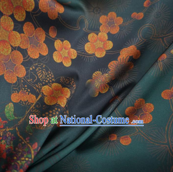 Asian Chinese Traditional Plum Blossom Pattern Design Green Watered Gauze Cheongsam Silk Fabric Chinese Fabric Material