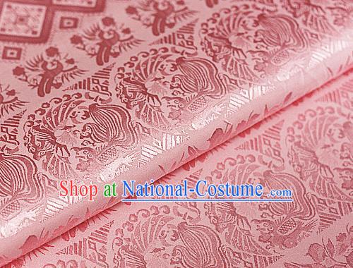 Asian Chinese Traditional Royal Pattern Pink Brocade Cheongsam Silk Fabric Chinese Satin Fabric Material