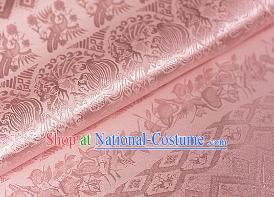 Asian Chinese Traditional Royal Pattern Light Pink Brocade Cheongsam Silk Fabric Chinese Satin Fabric Material