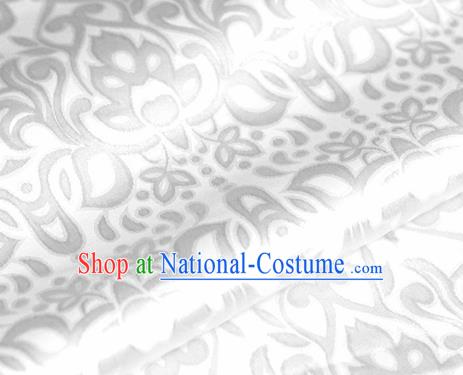 Asian Chinese Traditional Royal Lotus Pattern White Brocade Cheongsam Silk Fabric Chinese Satin Fabric Material