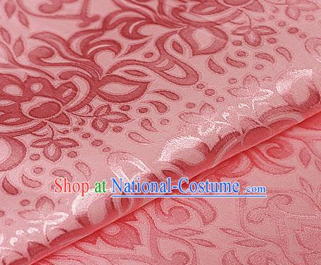 Asian Chinese Traditional Royal Lotus Pattern Pink Brocade Cheongsam Silk Fabric Chinese Satin Fabric Material