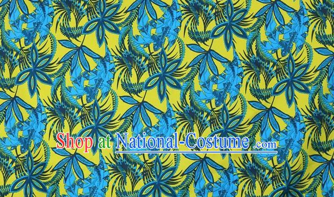 Asian Chinese Traditional Classical Willow Leaf Pattern Yellow Brocade Cheongsam Silk Fabric Chinese Satin Fabric Material