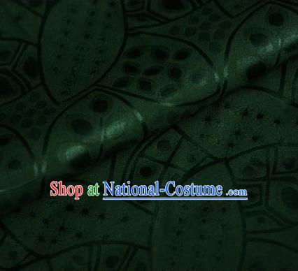 Asian Chinese Traditional Leaf Pattern Deep Green Brocade Cheongsam Silk Fabric Chinese Satin Fabric Material