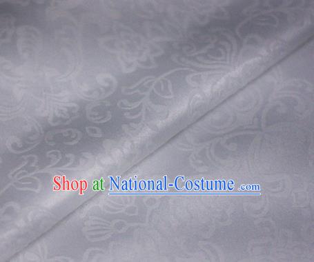 Asian Chinese Traditional Twine Grass Pattern White Brocade Cheongsam Silk Fabric Chinese Satin Fabric Material