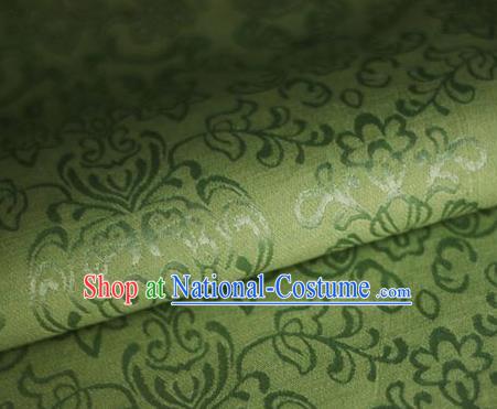 Asian Chinese Traditional Twine Grass Pattern Green Brocade Cheongsam Silk Fabric Chinese Satin Fabric Material