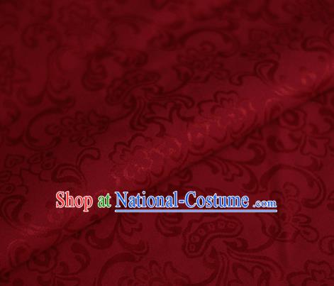 Asian Chinese Traditional Twine Grass Pattern Wine Red Brocade Cheongsam Silk Fabric Chinese Satin Fabric Material