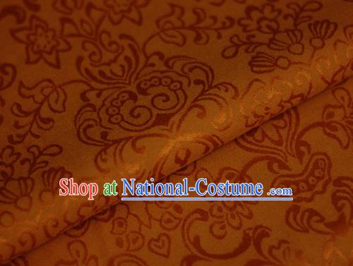 Asian Chinese Traditional Twine Grass Pattern Orange Brocade Cheongsam Silk Fabric Chinese Satin Fabric Material