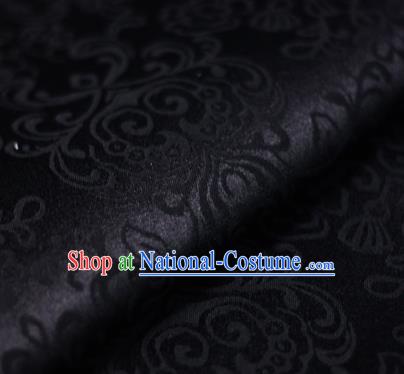 Asian Chinese Traditional Twine Grass Pattern Black Brocade Cheongsam Silk Fabric Chinese Satin Fabric Material