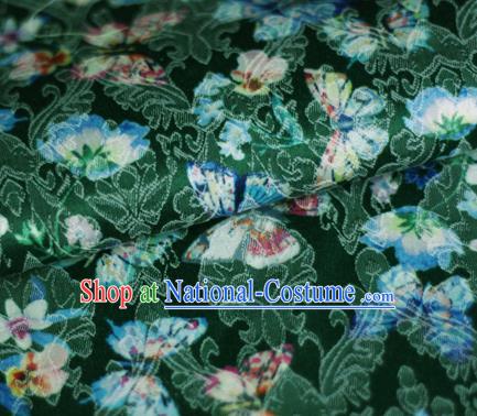 Asian Chinese Traditional Butterfly Pattern Green Brocade Cheongsam Silk Fabric Chinese Satin Fabric Material