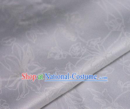 Asian Chinese Traditional Classical Jacquard Pattern White Brocade Cheongsam Silk Fabric Chinese Satin Fabric Material