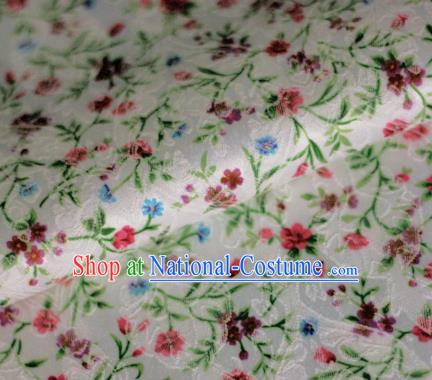 Asian Chinese Classical Flowers Pattern White Brocade Cheongsam Silk Fabric Chinese Traditional Satin Fabric Material