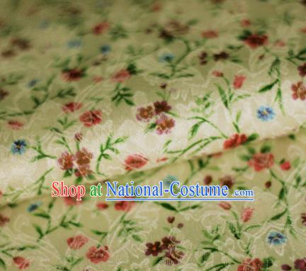 Asian Chinese Classical Flowers Pattern Yellow Brocade Cheongsam Silk Fabric Chinese Traditional Satin Fabric Material