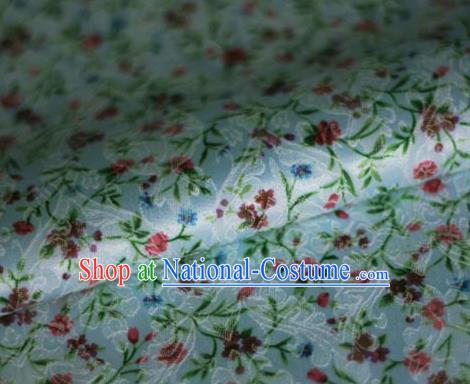 Asian Chinese Classical Flowers Pattern Blue Brocade Cheongsam Silk Fabric Chinese Traditional Satin Fabric Material