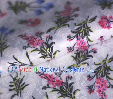 Asian Chinese Classical Orchid Pattern White Brocade Cheongsam Silk Fabric Chinese Traditional Satin Fabric Material