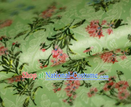 Asian Chinese Classical Orchid Pattern Green Brocade Cheongsam Silk Fabric Chinese Traditional Satin Fabric Material