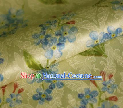 Asian Chinese Classical Little Flowers Pattern Yellow Brocade Cheongsam Silk Fabric Chinese Traditional Satin Fabric Material