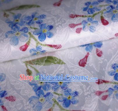 Asian Chinese Classical Little Flowers Pattern White Brocade Cheongsam Silk Fabric Chinese Traditional Satin Fabric Material