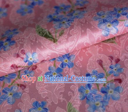 Asian Chinese Classical Little Flowers Pattern Pink Brocade Cheongsam Silk Fabric Chinese Traditional Satin Fabric Material