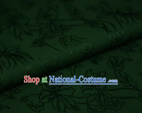 Asian Chinese Traditional Classical Jacquard Pattern Deep Green Brocade Cheongsam Silk Fabric Chinese Satin Fabric Material