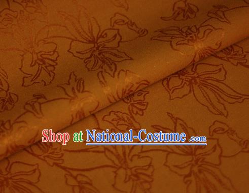 Asian Chinese Traditional Classical Jacquard Pattern Orange Brocade Cheongsam Silk Fabric Chinese Satin Fabric Material