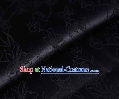 Asian Chinese Traditional Classical Jacquard Pattern Black Brocade Cheongsam Silk Fabric Chinese Satin Fabric Material