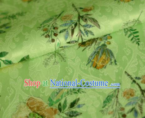 Asian Chinese Classical Rose Pattern Green Brocade Cheongsam Silk Fabric Chinese Traditional Satin Fabric Material