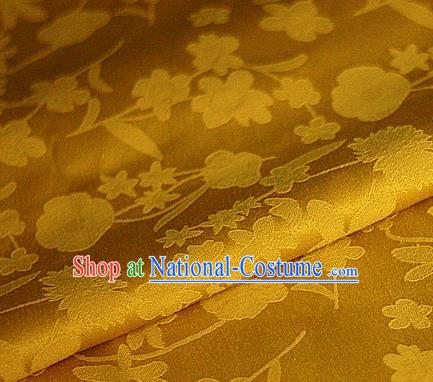 Asian Chinese Classical Pattern Golden Brocade Cheongsam Silk Fabric Chinese Traditional Satin Fabric Material