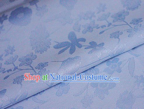 Asian Chinese Classical Pattern Blue Brocade Cheongsam Silk Fabric Chinese Traditional Satin Fabric Material