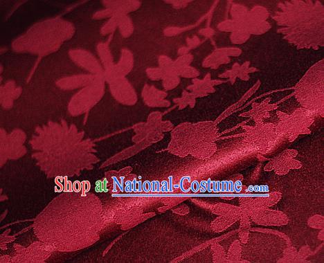 Asian Chinese Classical Pattern Wine Red Brocade Cheongsam Silk Fabric Chinese Traditional Satin Fabric Material