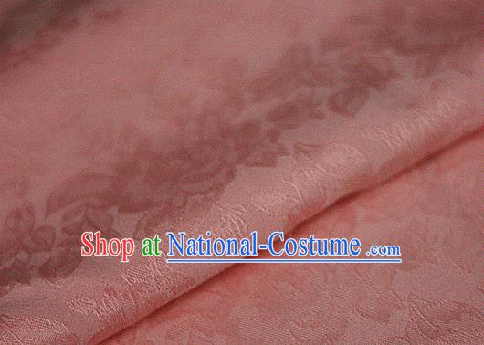 Asian Chinese Classical Peony Pattern Pink Brocade Cheongsam Silk Fabric Chinese Traditional Satin Fabric Material