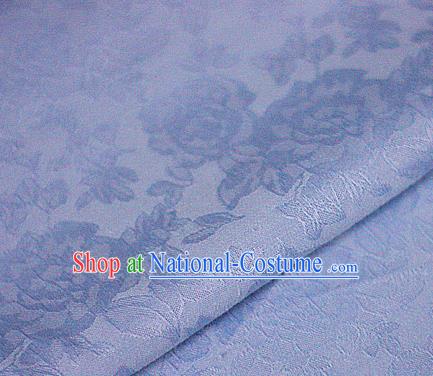 Asian Chinese Classical Peony Pattern Blue Brocade Cheongsam Silk Fabric Chinese Traditional Satin Fabric Material