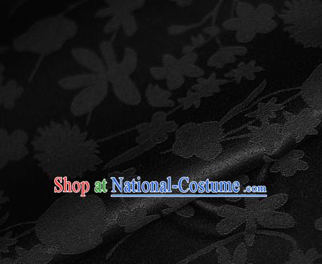 Asian Chinese Classical Pattern Black Brocade Cheongsam Silk Fabric Chinese Traditional Satin Fabric Material