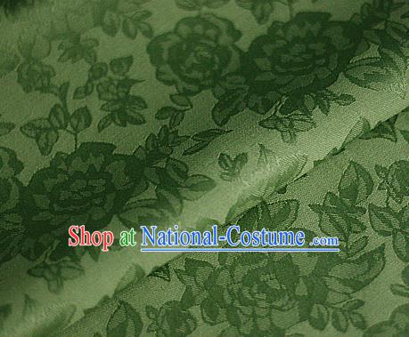 Asian Chinese Classical Peony Pattern Green Brocade Cheongsam Silk Fabric Chinese Traditional Satin Fabric Material