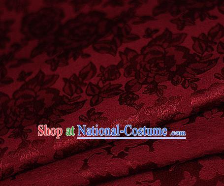 Asian Chinese Classical Peony Pattern Red Brocade Cheongsam Silk Fabric Chinese Traditional Satin Fabric Material