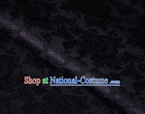 Asian Chinese Classical Peony Pattern Black Brocade Cheongsam Silk Fabric Chinese Traditional Satin Fabric Material