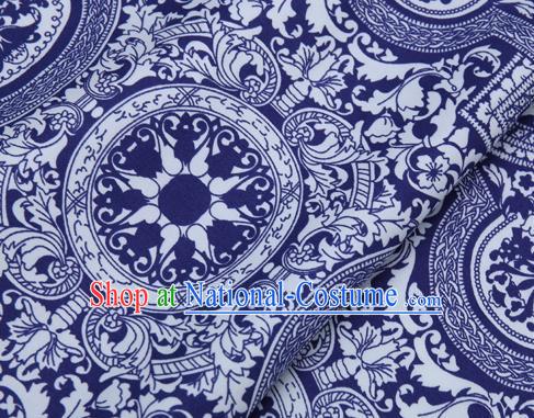 Chinese Classical Pattern Blue Brocade Cheongsam Silk Fabric Chinese Traditional Satin Fabric Material