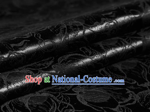 Chinese Classical Tulip Pattern Black Brocade Cheongsam Silk Fabric Chinese Traditional Satin Fabric Material