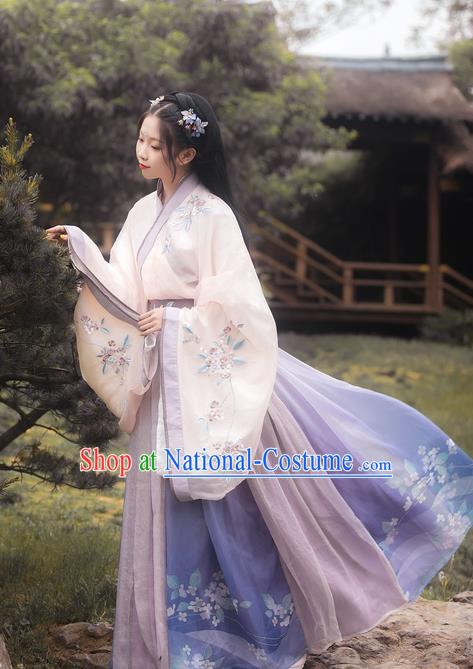 Chinese Traditional Ancient Imperial Concubine Embroidered Hanfu Dress Jin Dynasty Court Lady Historical Costume for Women