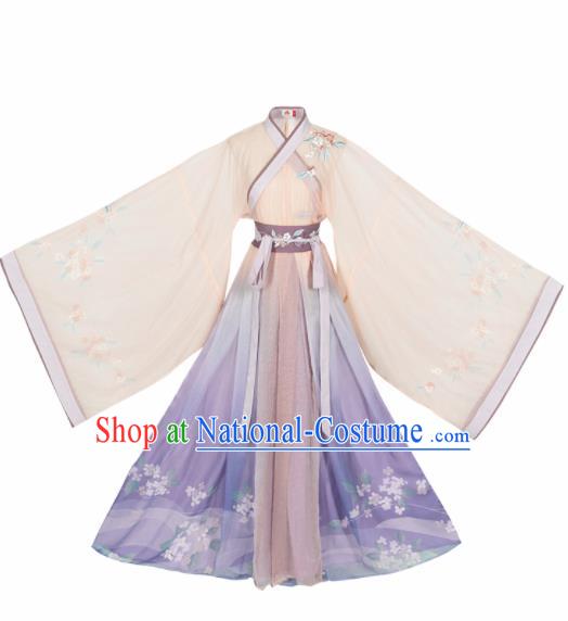 Chinese Traditional Ancient Imperial Concubine Embroidered Hanfu Dress Jin Dynasty Court Lady Historical Costume for Women