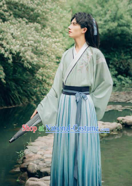 Chinese Ancient Nobility Childe Hanfu Clothing Traditional Han Dynasty Scholar Historical Costume for Men