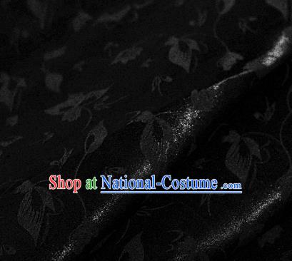 Chinese Classical Acanthus Pattern Black Brocade Cheongsam Silk Fabric Chinese Traditional Satin Fabric Material